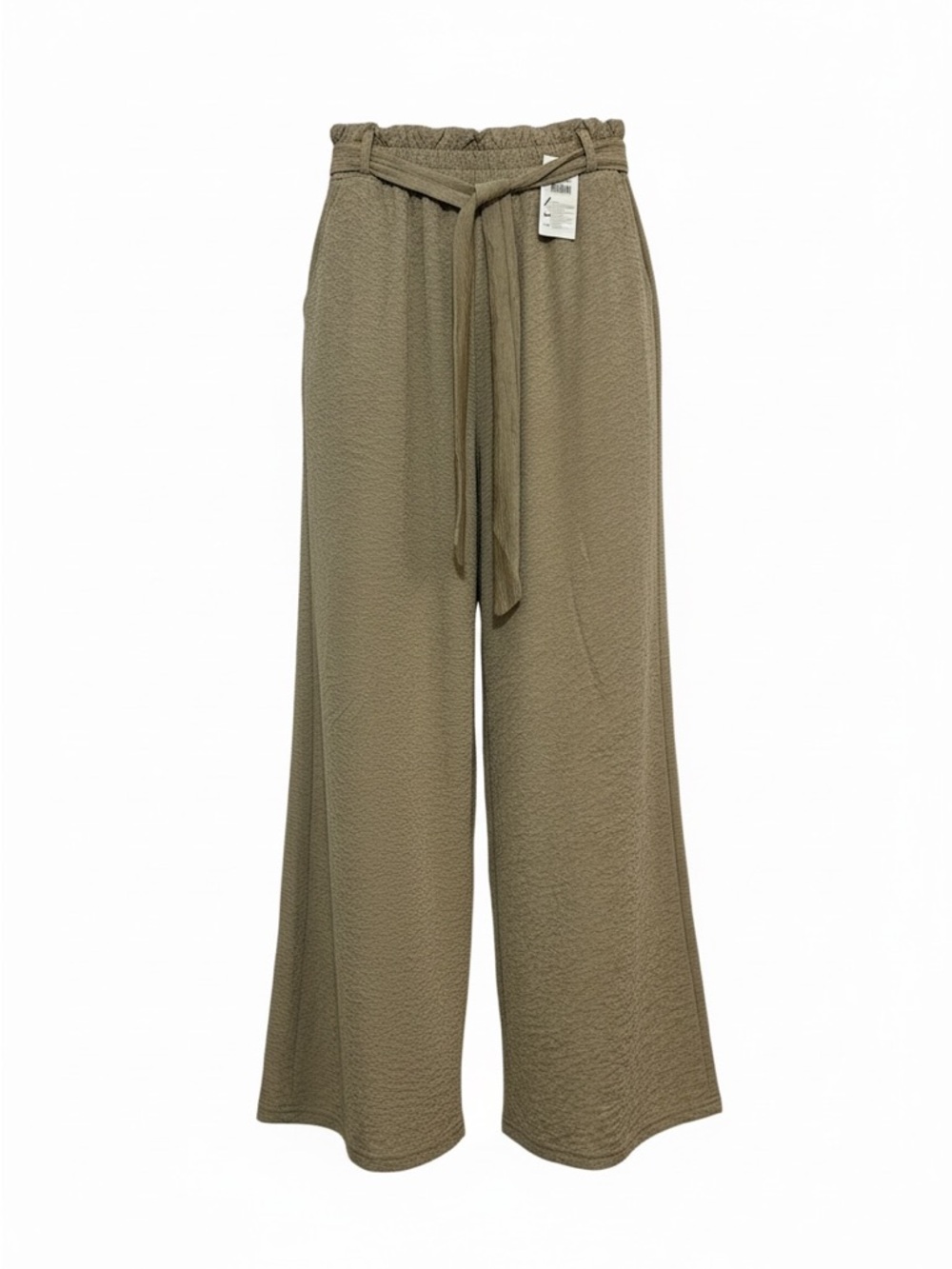 Wide-Leg Paperbag Waist Pants with Tie-Belt
